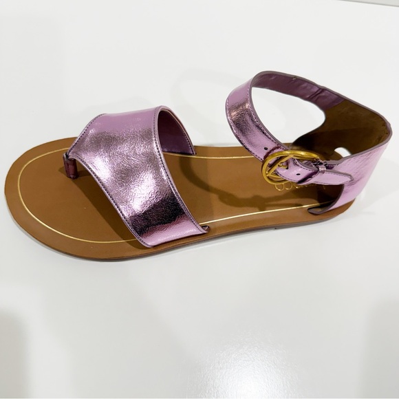 Franco Sarto Ruth Ankle Strap Flat Sandal Pink Metallic Vegan Leather 9 NEW - Picture 11 of 13